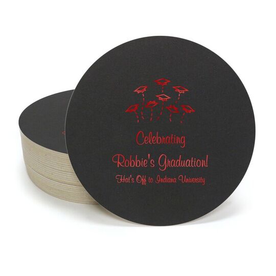 Hat Toss Graduation Round Coasters