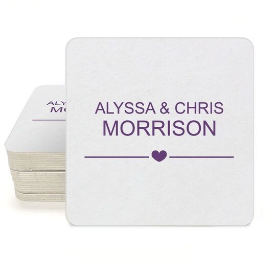 Heart With Lines Square Coasters