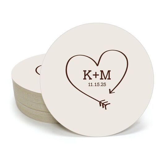 Heart Made of Arrow Round Coasters