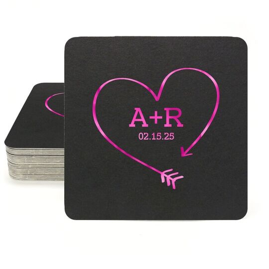 Heart Made of Arrow Square Coasters