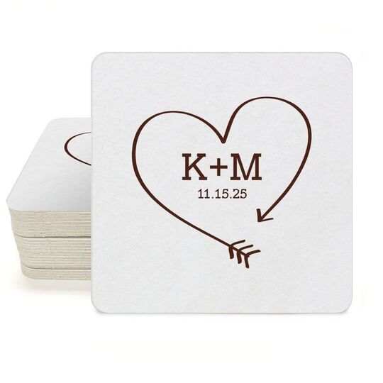 Heart Made of Arrow Square Coasters