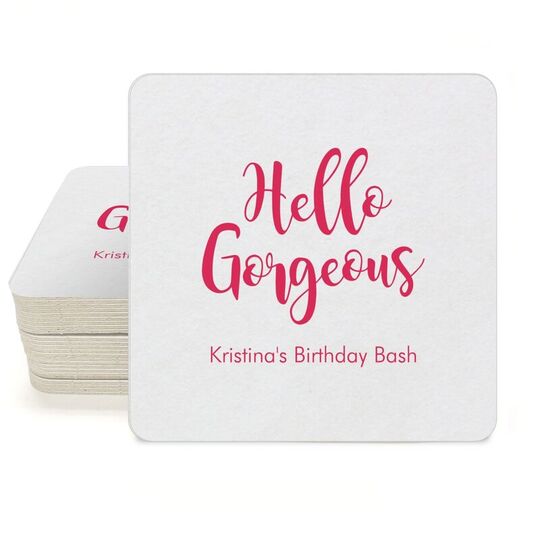 Hello Gorgeous Square Coasters