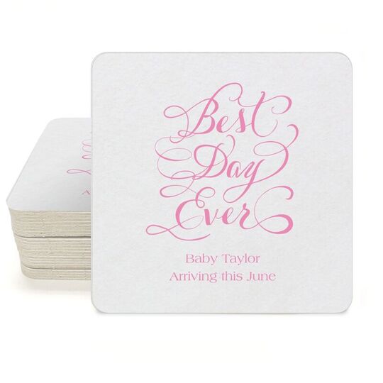 Whimsy Best Day Ever Square Coasters