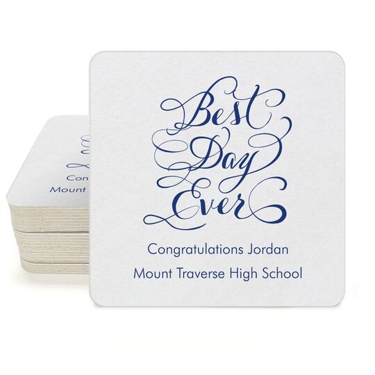 Whimsy Best Day Ever Square Coasters