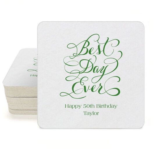 Whimsy Best Day Ever Square Coasters