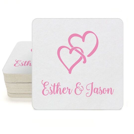 Interlocking Double Hearts Square Coasters