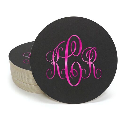 Interlocking Script Monogram with Small Initials Round Coasters