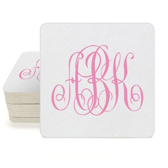 Large Interlocking Script Monogram Square Coasters