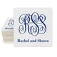 Large Script Monogram with Text Square Coasters Image 1 of 3