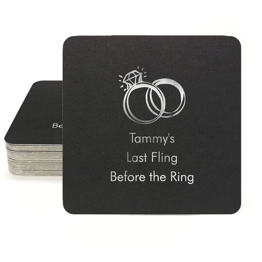 Wedding Rings Square Coasters