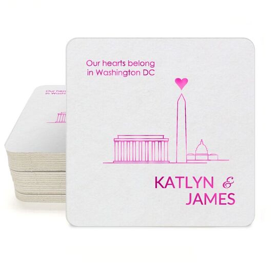 We Love Washington DC Square Coasters