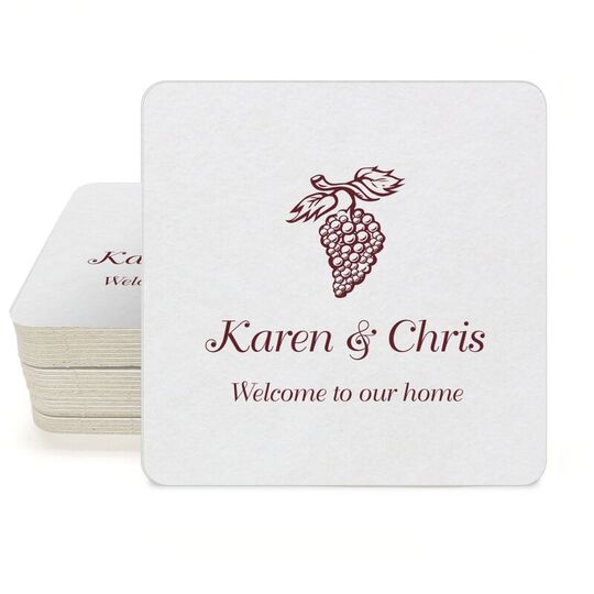 Vineyard Grapes Square Coasters