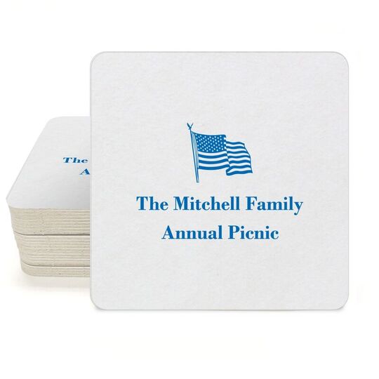 US Flag Square Coasters