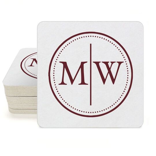 Dotted Circle Duogram Square Coasters