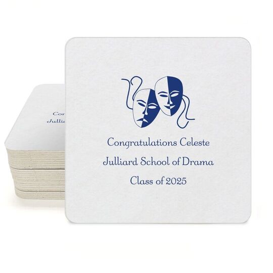 Tragedy and Comedy Masks Square Coasters