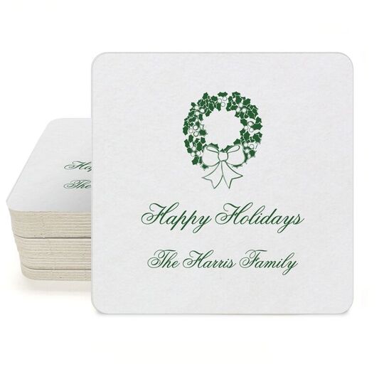 Traditional Wreath Square Coasters