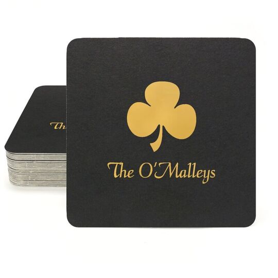 Three Leaf Shamrock Square Coasters