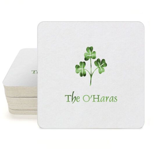 Three Clovers Square Coasters