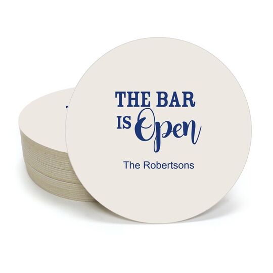 The Bar is Open Round Coasters