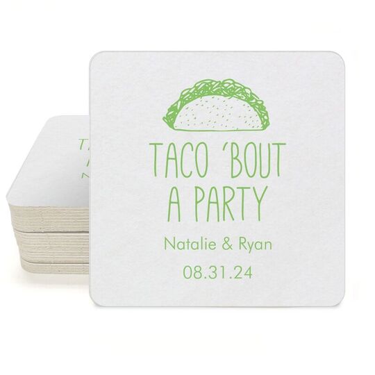 Taco Bout A Party Square Coasters