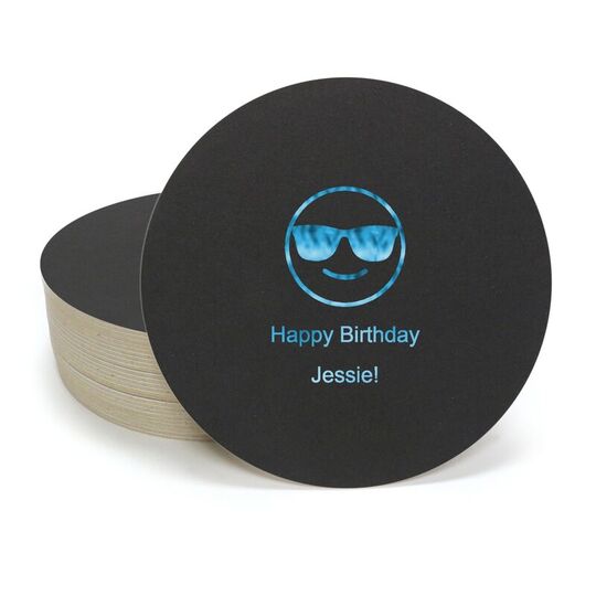 Sunglasses Emoji Round Coasters