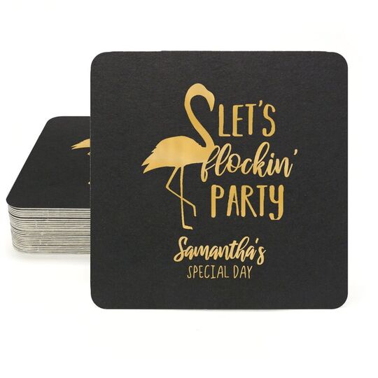 Let's Flockin' Party Square Coasters