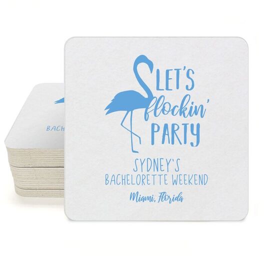 Let's Flockin' Party Square Coasters