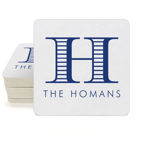 Striped Initial Square Coasters