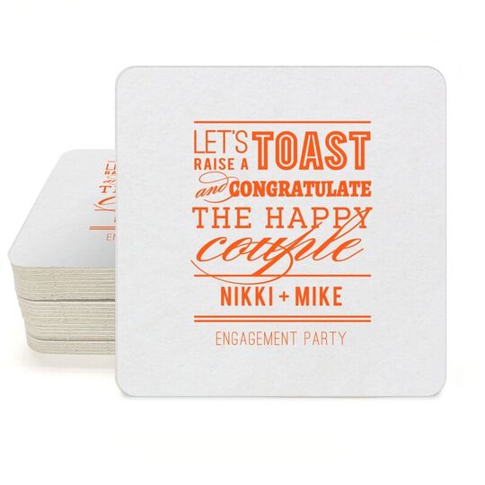 Let's Raise a Toast Square Coasters