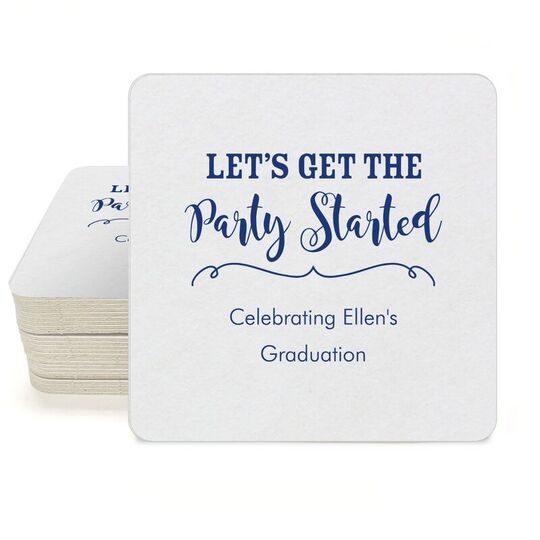 Let's Get the Party Started Square Coasters
