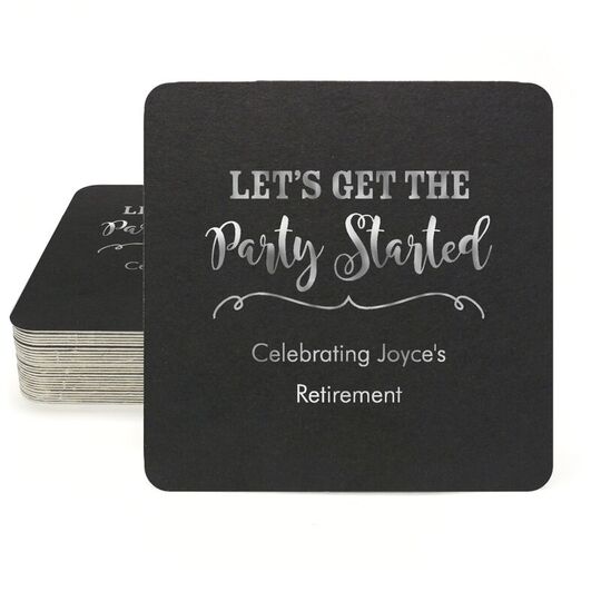 Let's Get the Party Started Square Coasters