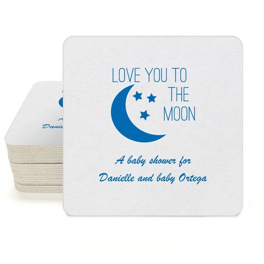 Love You To The Moon Square Coasters