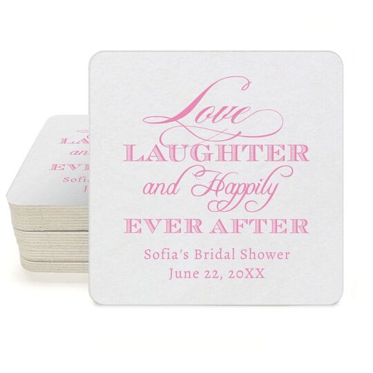 Love Laughter Ever After Square Coasters