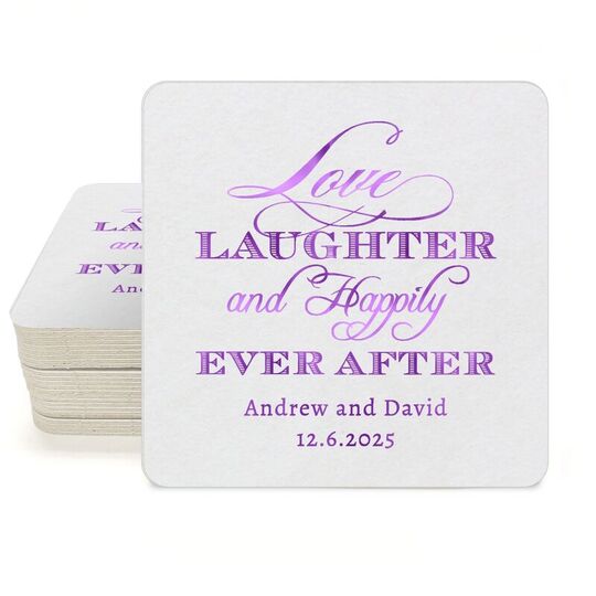 Love Laughter Ever After Square Coasters