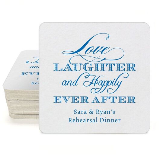 Love Laughter Ever After Square Coasters