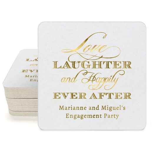 Love Laughter Ever After Square Coasters