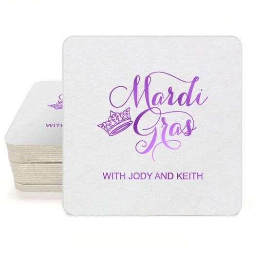 Mardi Gras Crown Square Coasters