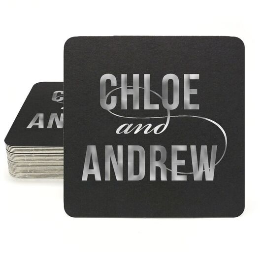 Modern Couple Square Coasters