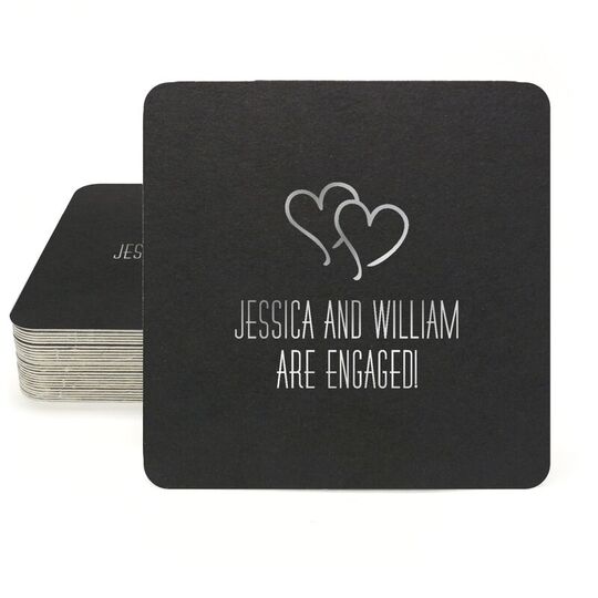 Modern Double Hearts Square Coasters