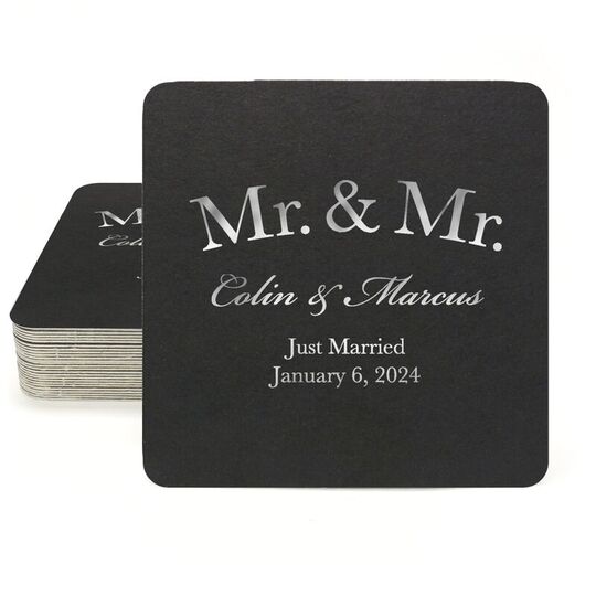 Mr  & Mr Arched Square Coasters