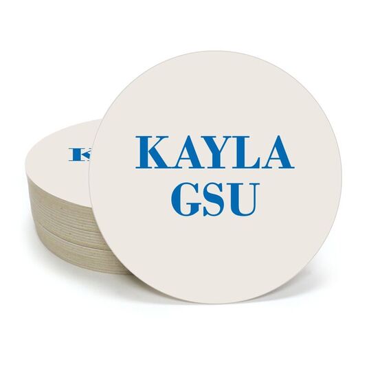 Name and College Initials Round Coasters