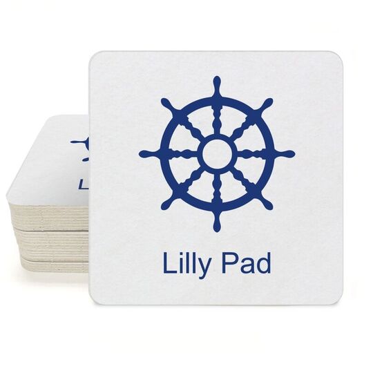 Nautical Wheel Square Coasters