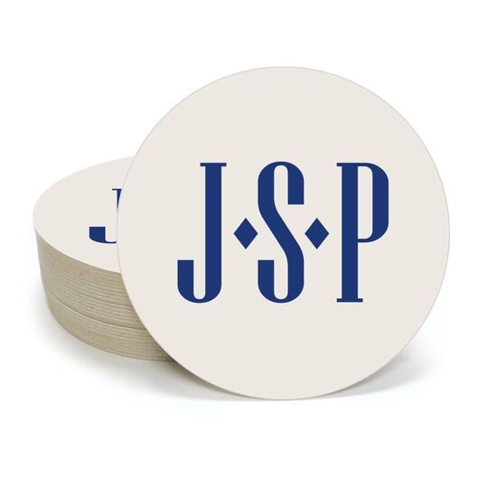 Simple 3 Initials Monogram Round Coasters