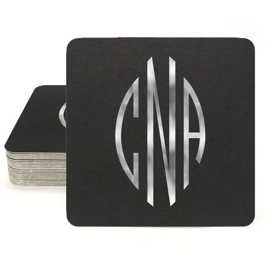 Shaped Oval Monogram Square Coasters