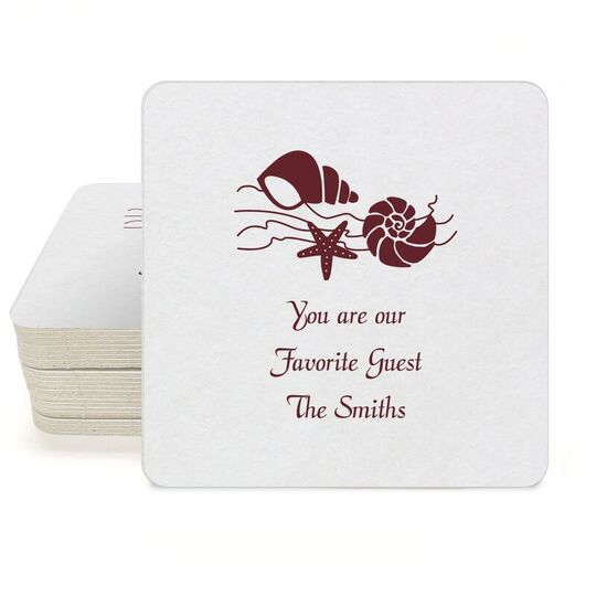 Sea Shells Square Coasters