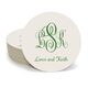 Script Monogram with Small Initials plus Text Round Coasters Image 1 of 2