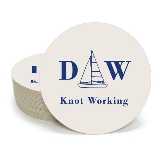 Sailboat Initials Round Coasters