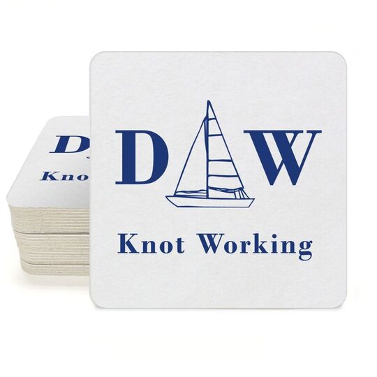 Sailboat Initials Square Coasters