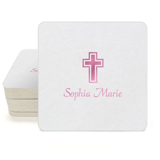 Outlined Cross Square Coasters