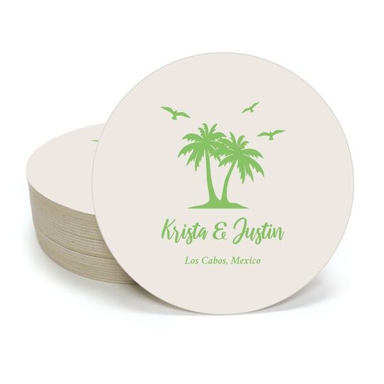 Palm Tree Island Round Coasters